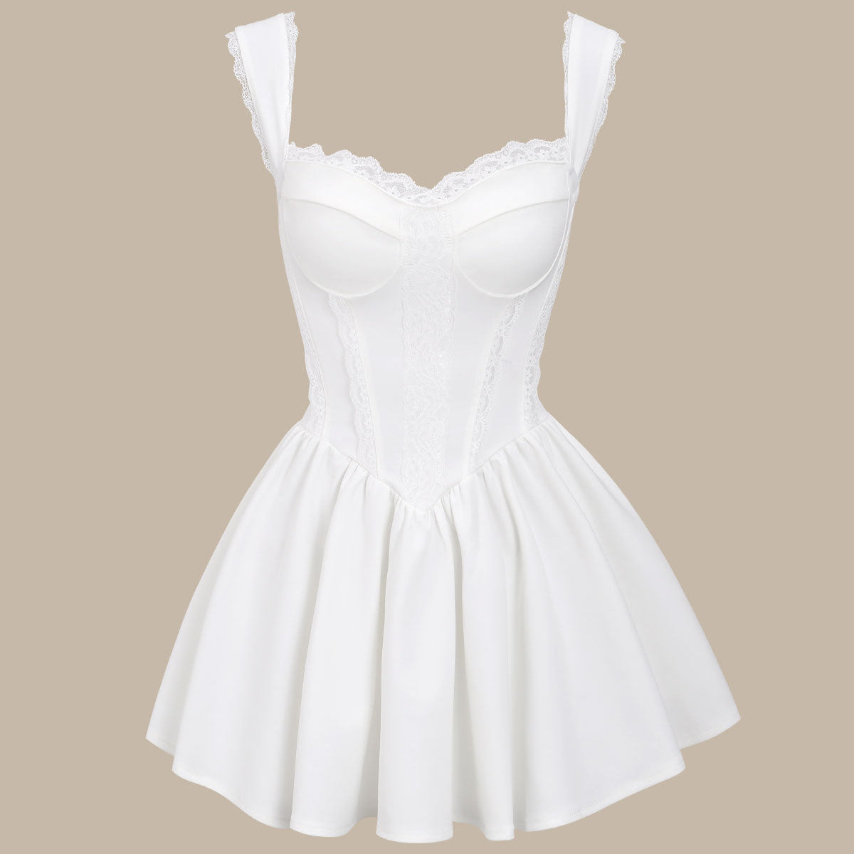 Belltoile Bettydress-Beyaz Kalp Yaka Korse Slip Mini Elbise