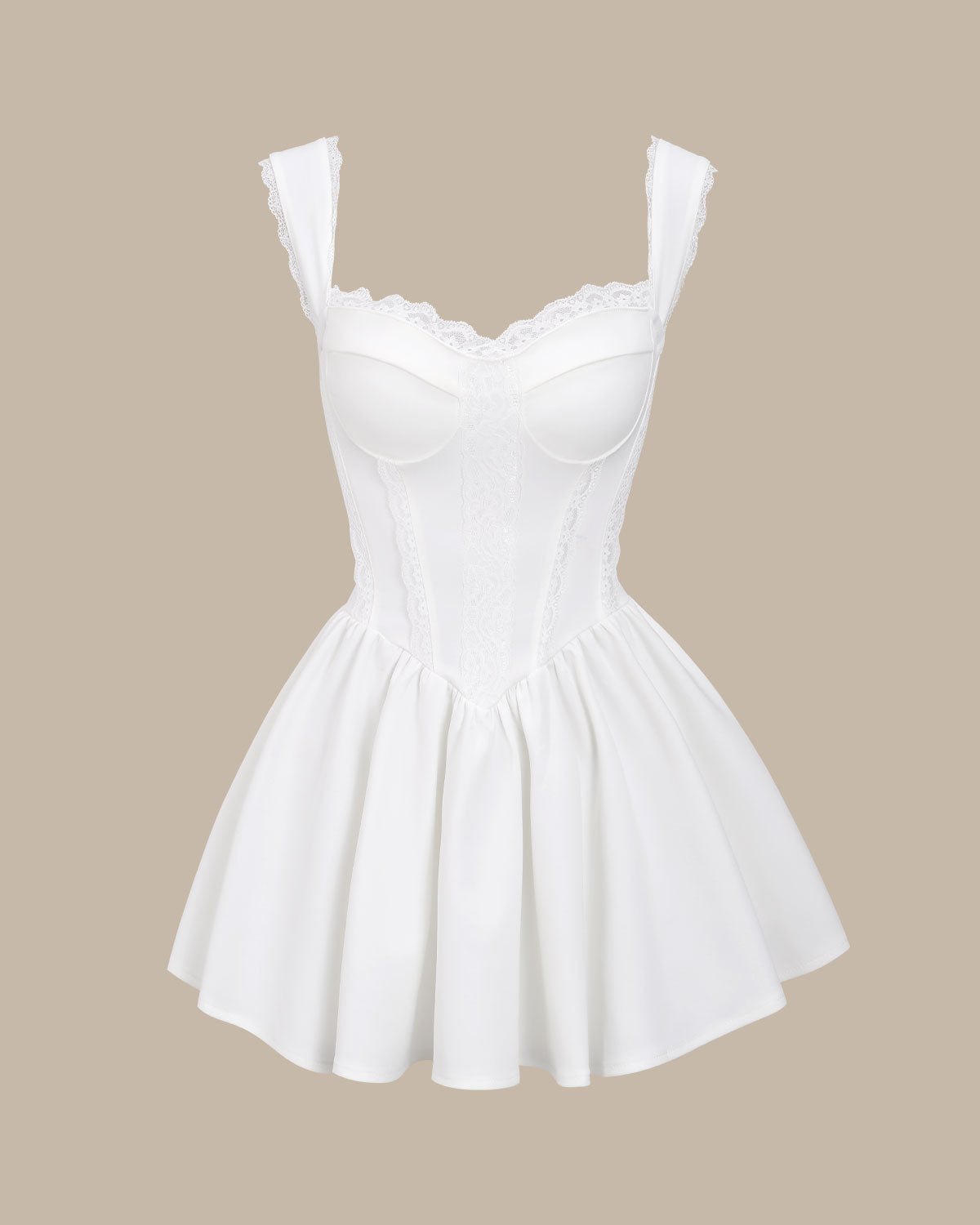Belltoile Bettydress-Beyaz Kalp Yaka Korse Slip Mini Elbise