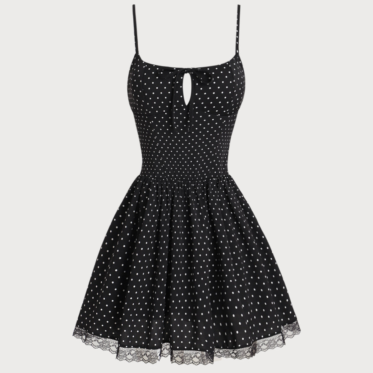 Belltoile™ Siyah Puantiyeli Slip Mini Elbise