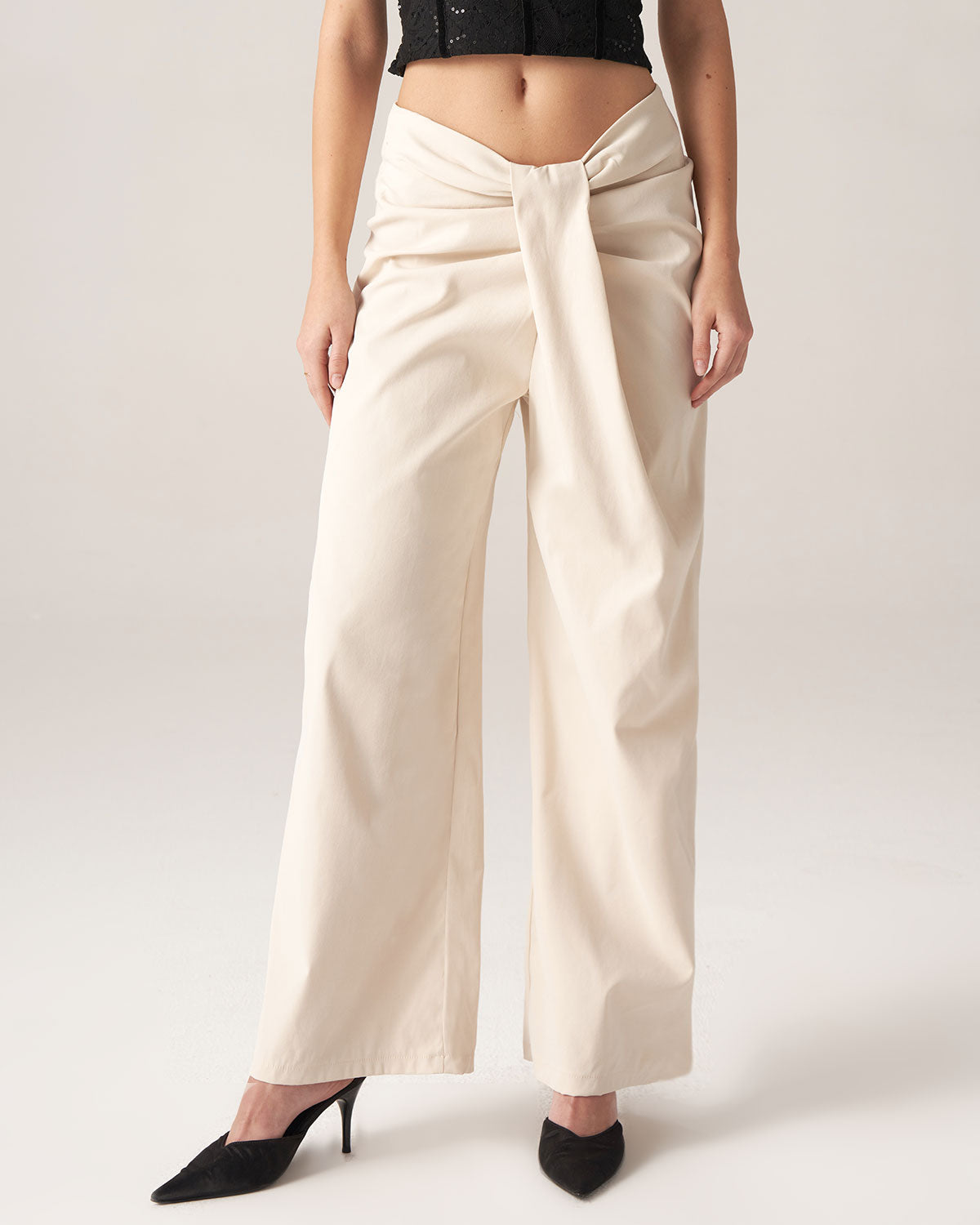 Belltoile™ Bettydress-Beyaz Pileli Geniş Paça Pantolon