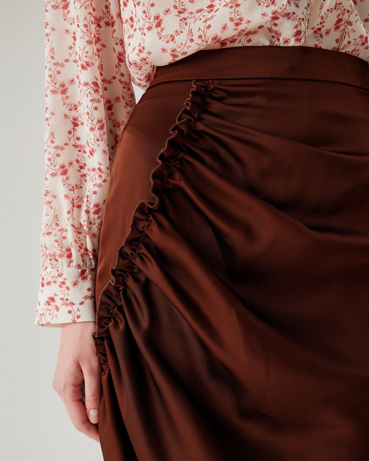 Belltoile™ Kahve Dantelli Kalem Midi Etek