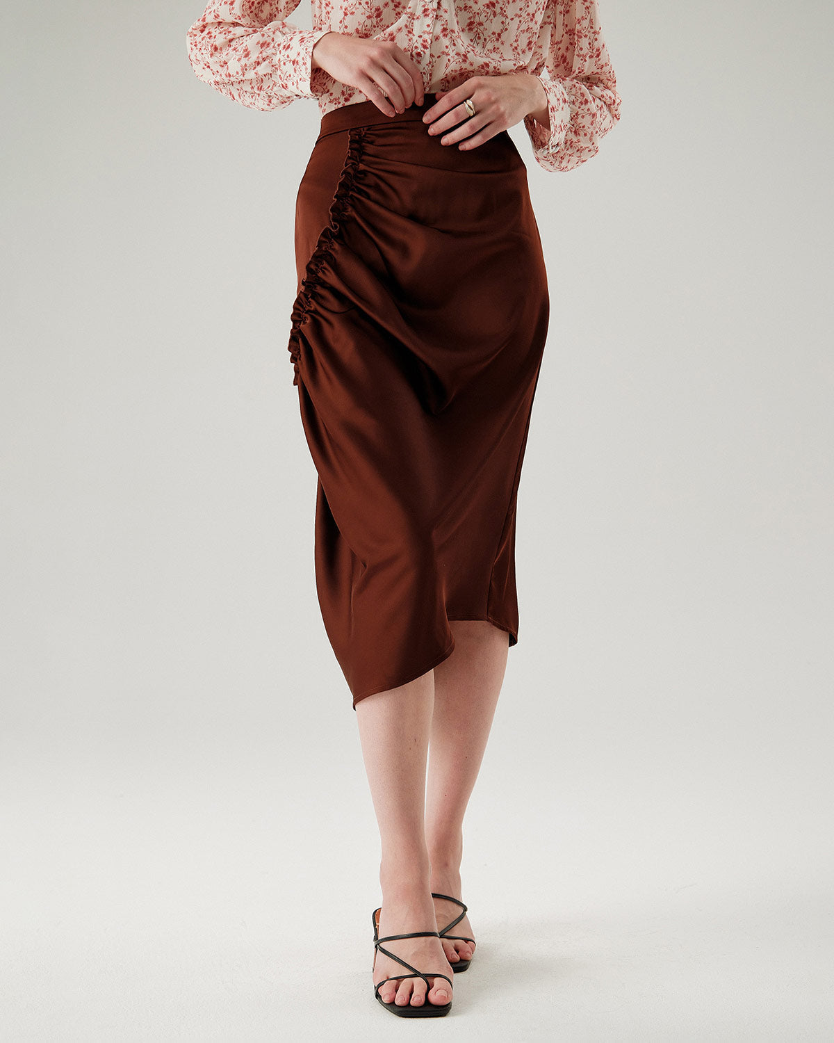 Belltoile™ Kahve Dantelli Kalem Midi Etek