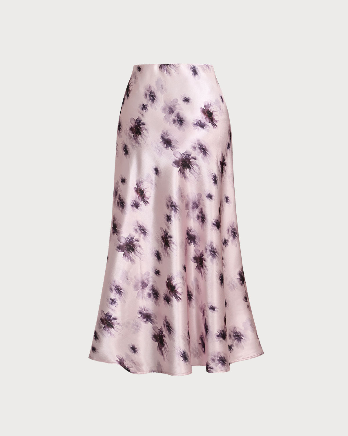 Belltoile™ Pembe Çiçekli Beli Lastikli Düz Midi Etek
