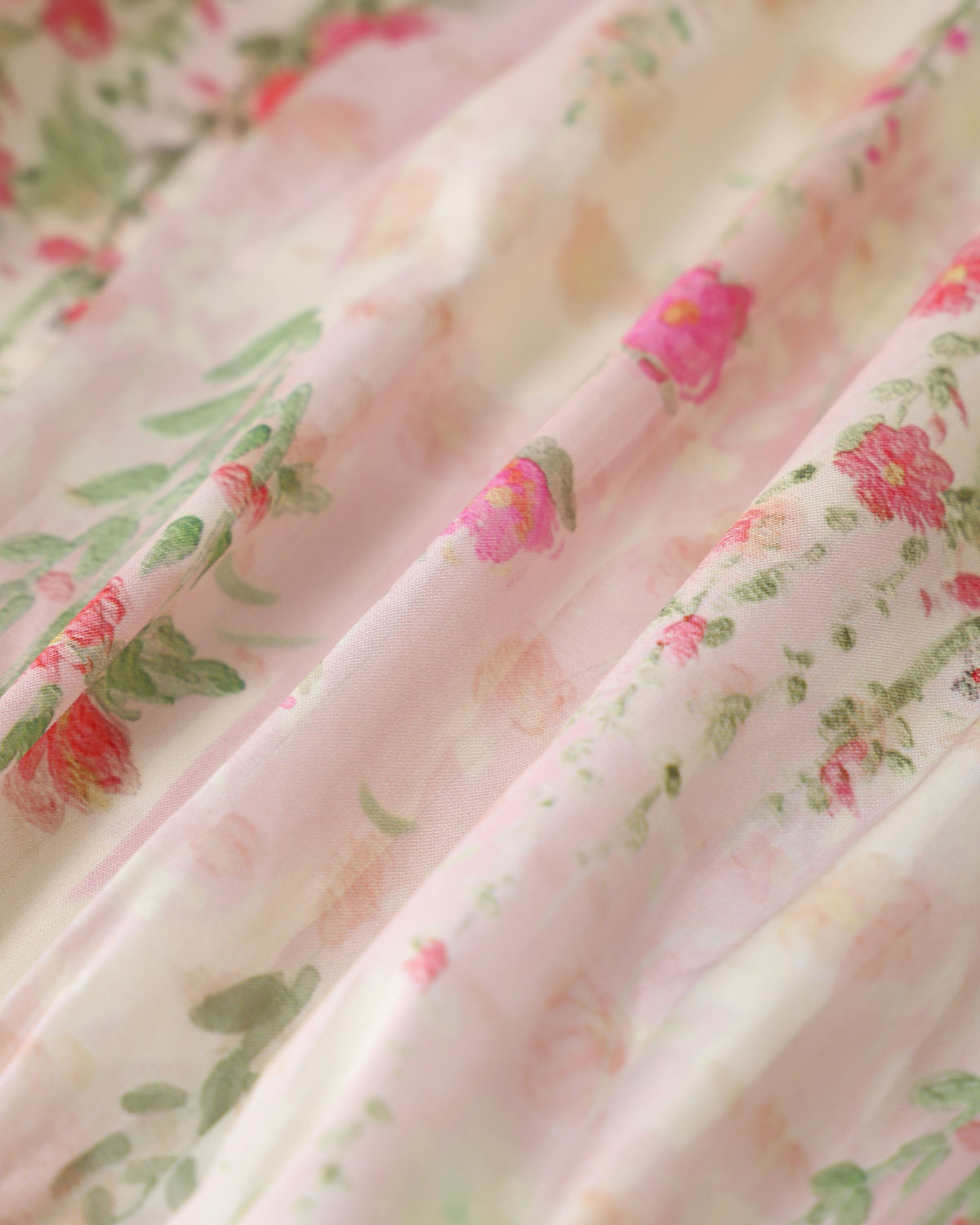 Belltoile™ Pembe Çiçekli Beli Lastikli A Kesim Midi Etek