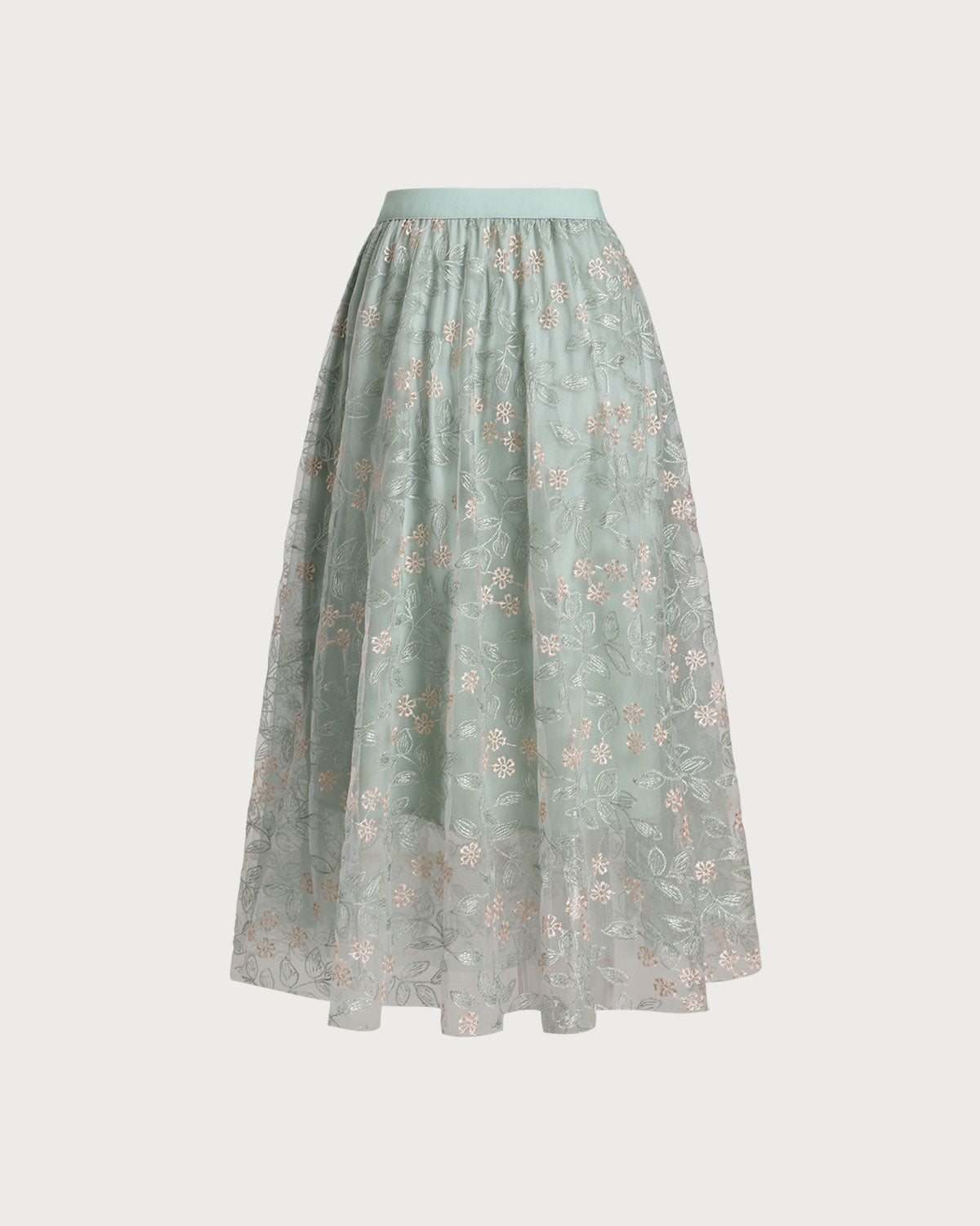 Belltoile Yeşil Beli Lastikli Midi Etek