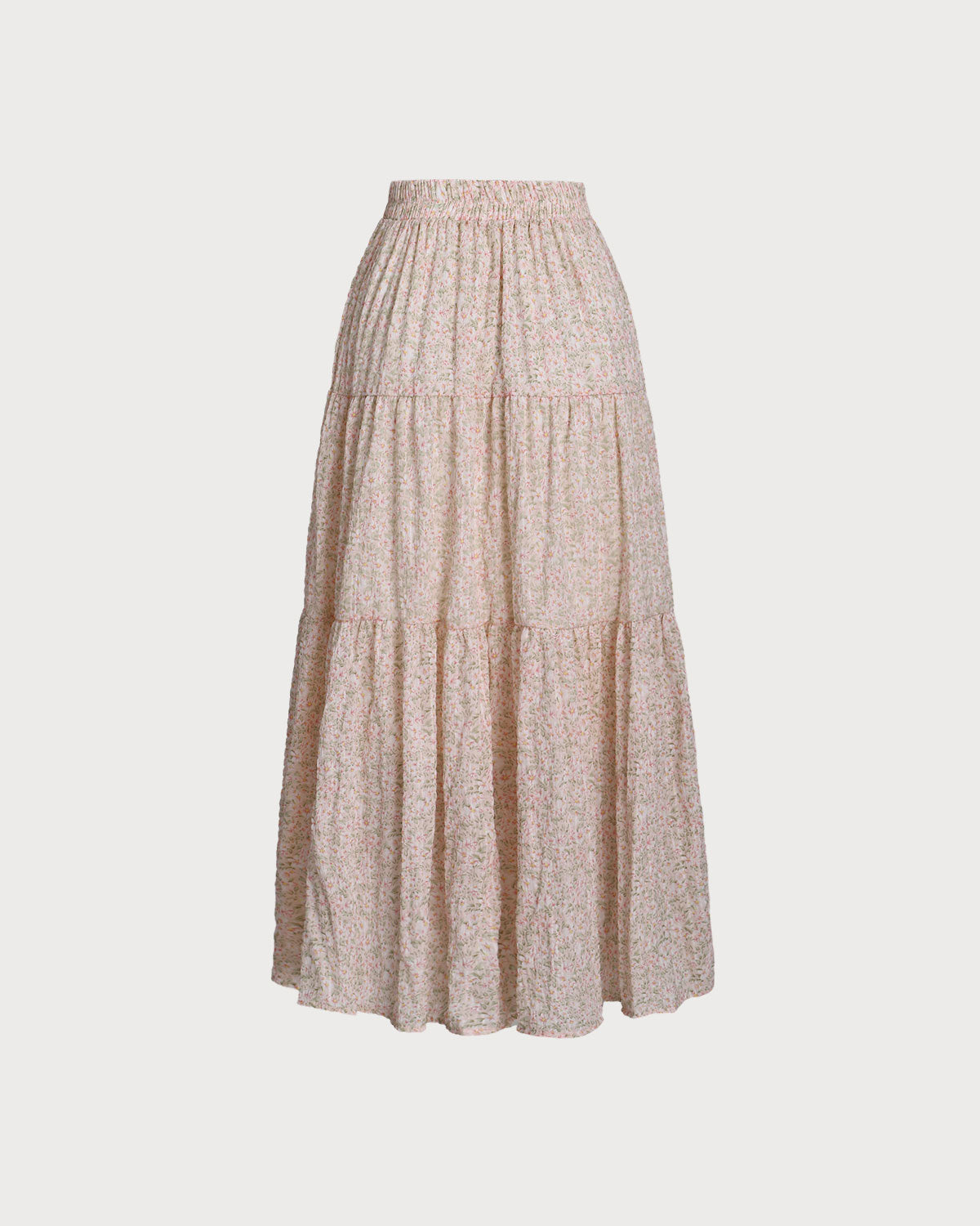 Belltoile™ Pembe Çiçekli Beli Pileli Midi Etek