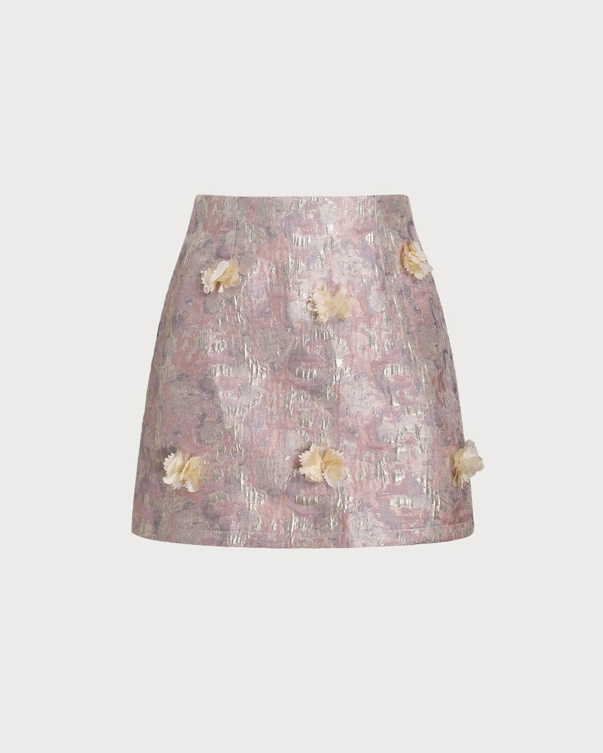 Belltoile™ Pembe Çiçek Dokulu A Kesim Mini Etek