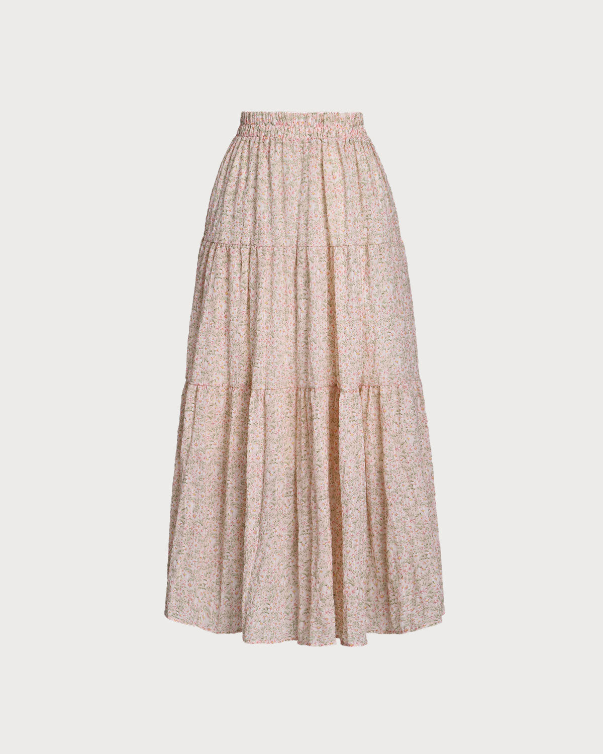 Belltoile™ Pembe Çiçekli Beli Pileli Midi Etek