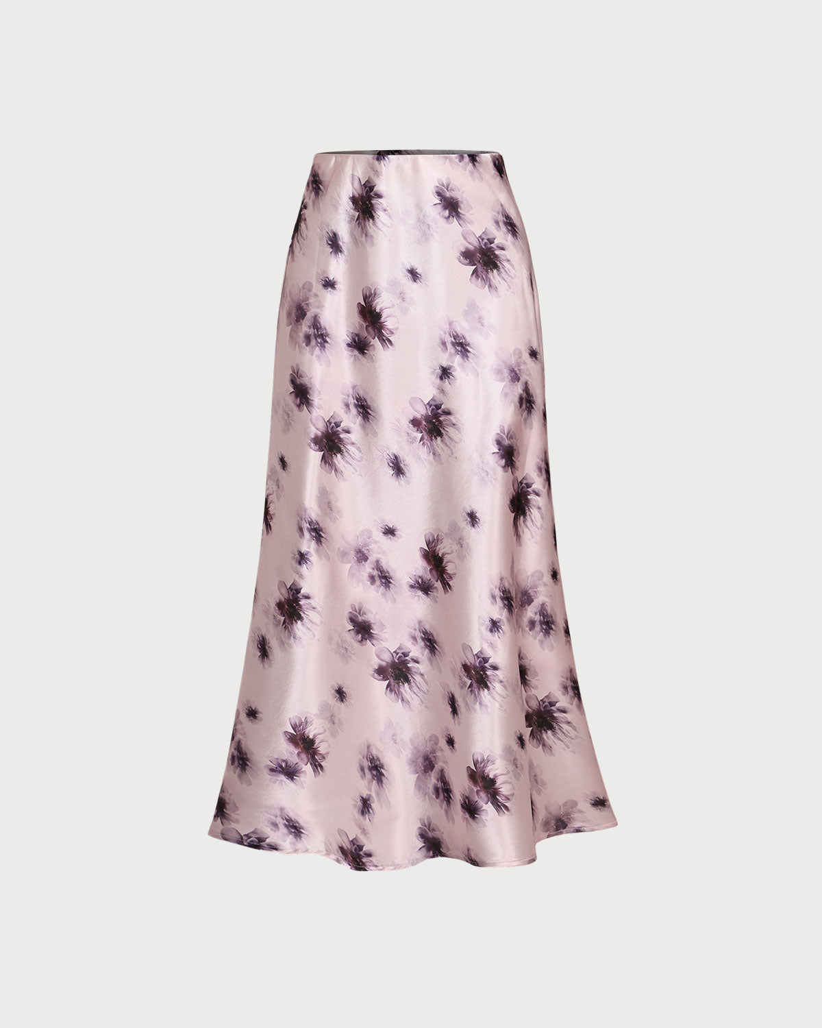 Belltoile™ Pembe Çiçekli Beli Lastikli Düz Midi Etek