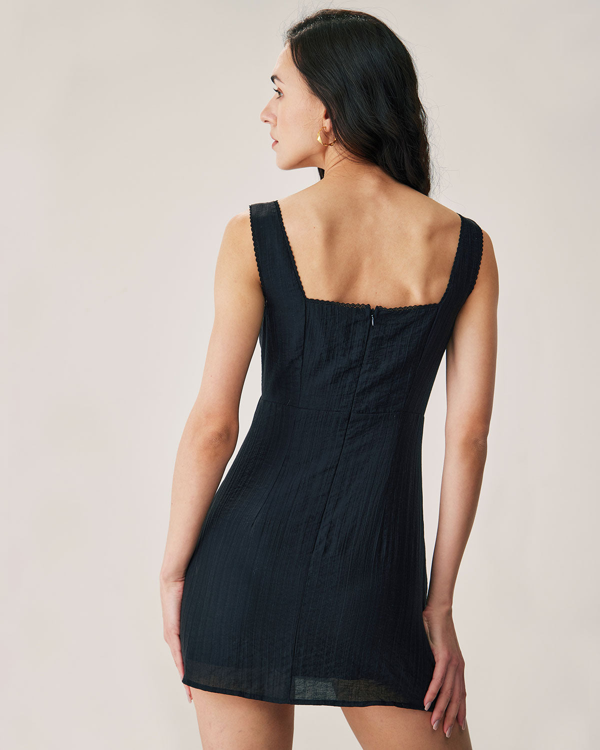 Belltoile™ Siyah Dokulu Slip Mini Elbise